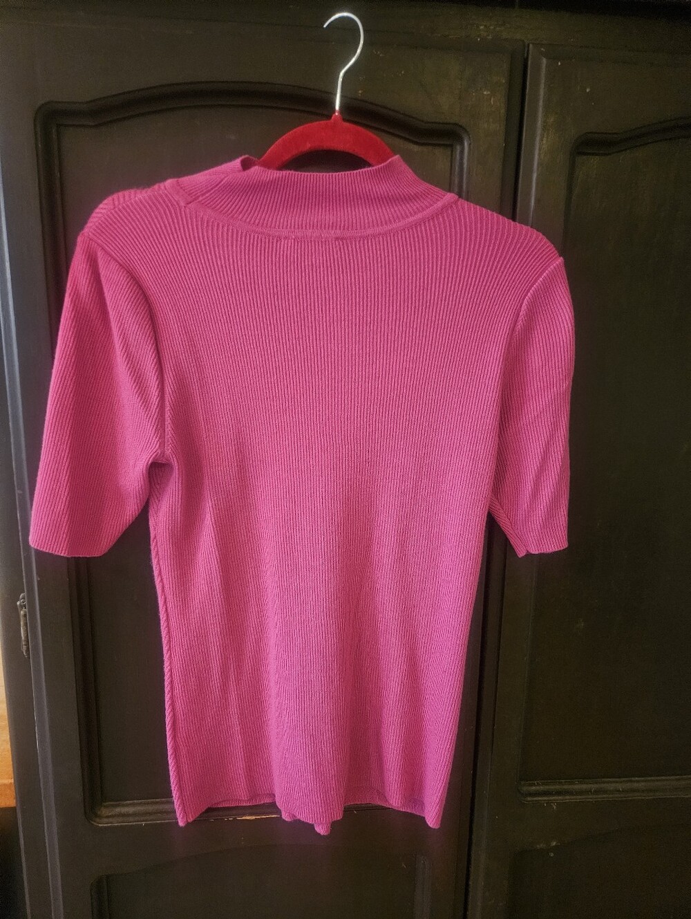 Evolution By Cyrus Pink Ribbed Short-Sleeve Sweater Top - Picture 5 of 6